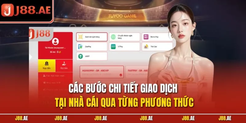 Các bước chi tiết giao dịch tại nhà cái qua từng phương thức